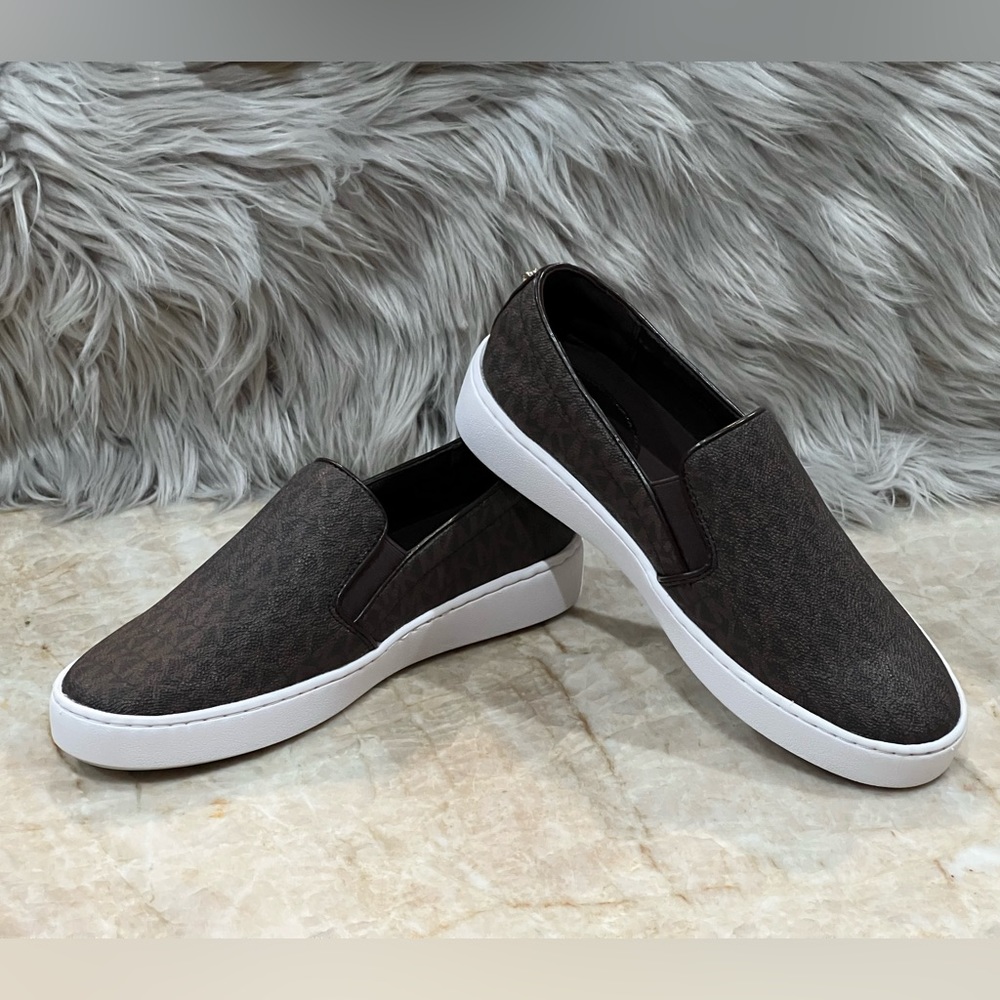 Michael Kors Women’s Keaton Slip-On Logo Sneakers-Brown
